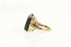 14K Yellow Gold Art Deco Hematite Carved Intaglio Vintage Ring