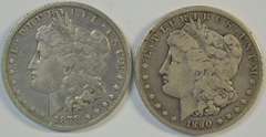 Scarce 1878-CC & 1890-CC Morgan Silver Dollar. Circs