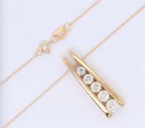 Pleasing Yellow Gold Cable Link Chain Necklace with Diamond Journey Pendant