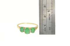 10K Yellow Gold Oval Natural Emerald Diamond Accent Ring