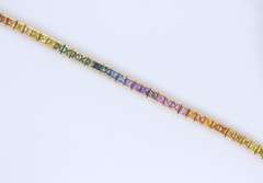 Attractive Yellow Gold approximate 10.20ctw Multi Color Sapphire Channel Set Bracelet