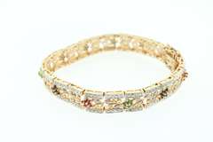 14kt Solid Yellow Gold Bracelet with Diamonds, Sapphires, Rubies, and Emeralds!
