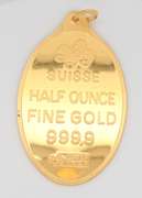 Delightful 22kt Fortuna Pamp Suisse oval Bar Pendant