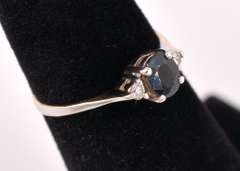 Dainty Sapphire and Diamond Ring in 14K White Gold