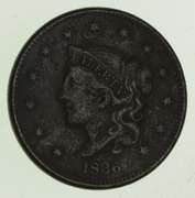 1836 Young Head Large Cent - Circulated