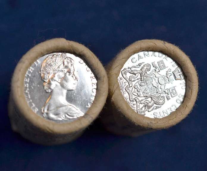 Lot Of 40 Unsearched Uncirculated Canadian Half Dollars In Brink's Rolls