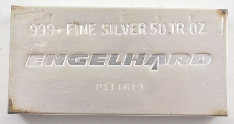 Engelhard 50 Troy Oz .999 Fine Silver Bar