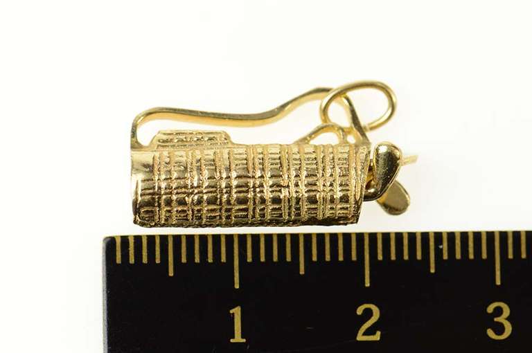 14K Yellow Gold 3D Articulated Golf Club Bag Golfer Charm/Pendant
