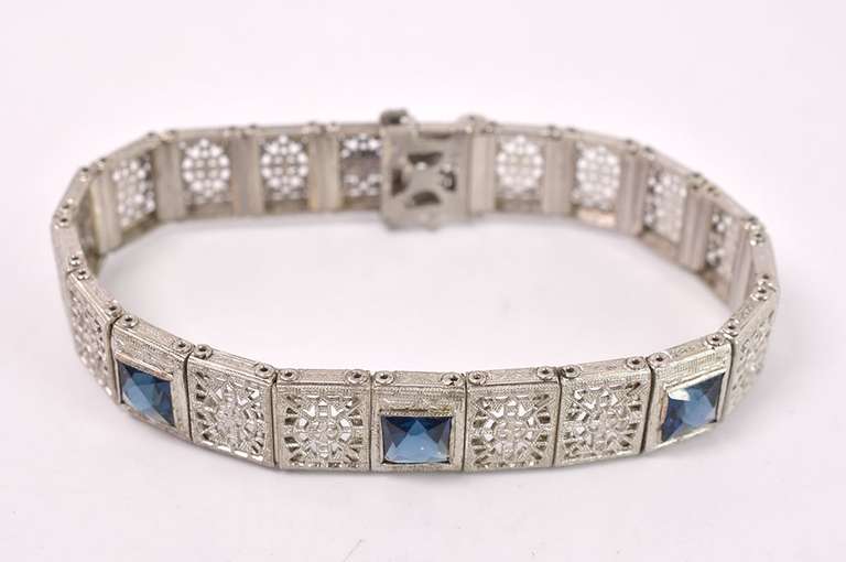 Blue Gemstone Bracelet in Sterling Silver