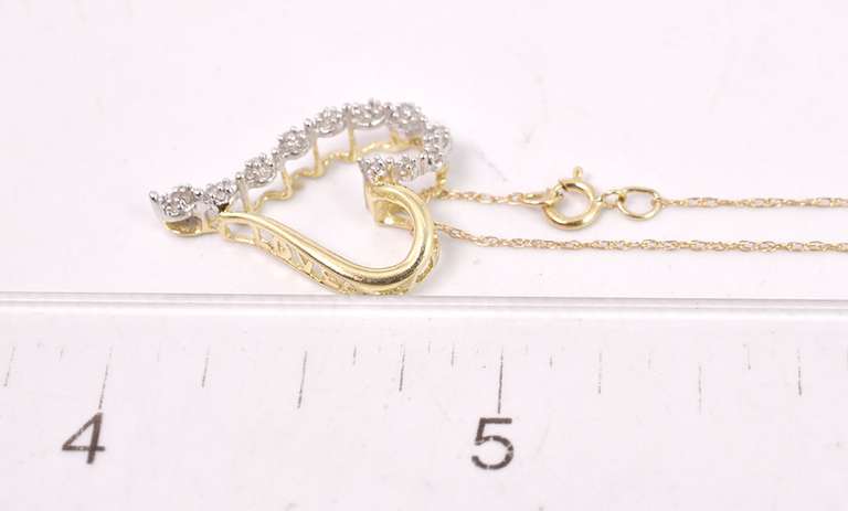 Delicate Diamond Heart Necklace in 14K Yellow Gold