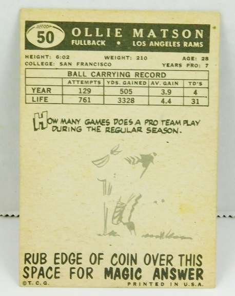 Ollie Matson, L.A. Rams Vintage Football Card