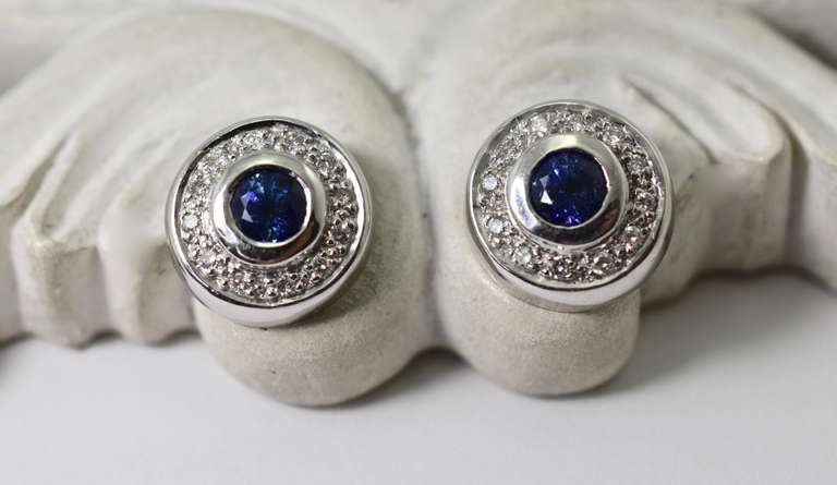 Feminine 18K Sapphire and Diamond Earrings