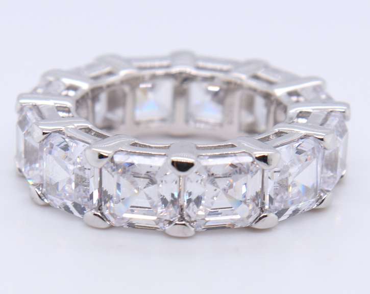 Sterling Silver Princess Cut Cubic Zirconia Band