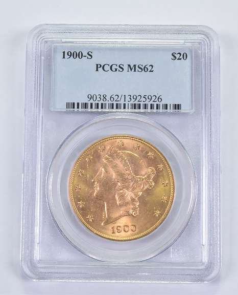 MS62 1900-S $20 Liberty Head Gold Double Eagle - Graded PCGS