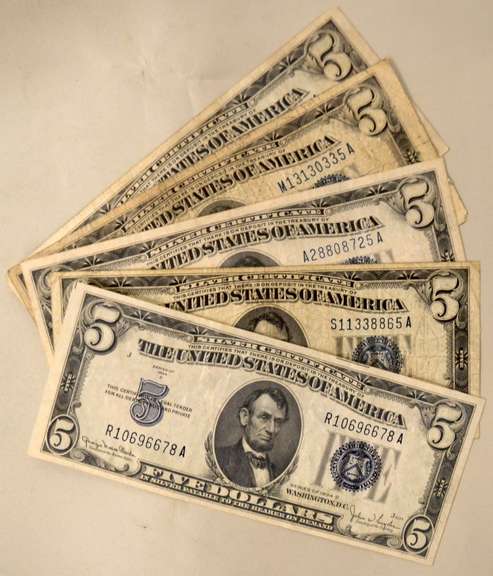5$ 1934 Seies $5 Silver Certificates