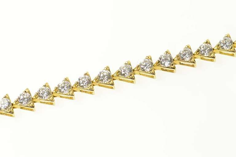 14K Yellow Gold Triangle Link Classic CZ Statement Tennis Bracelet