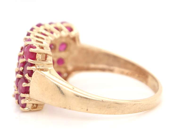 Vintage Yellow Gold Ruby 4 Row Ring