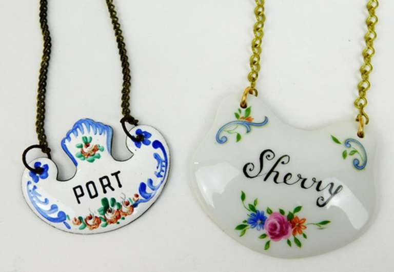 French Porcelain & Enamel Liquor Tags