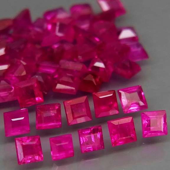 Premium 4.22ct 55 piece princess cut Ruby set