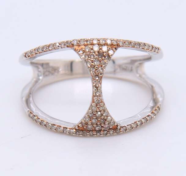 Sterling Silver Open Champaigne Diamond Ring