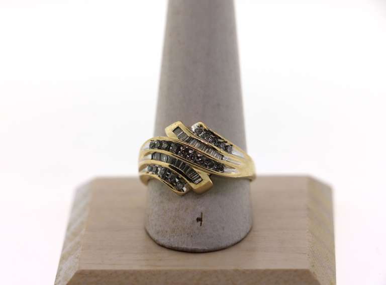 Contemporary Quintuple Channel Set 14k Gold Diamond Ring