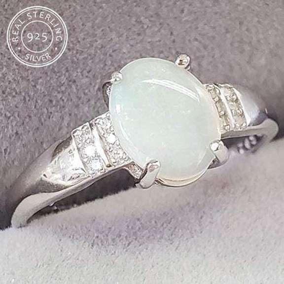 GENUINE ETHIOPIAN OPAL & CREATED WHITE SAPPHIRE 925 STERLING SILVER RING