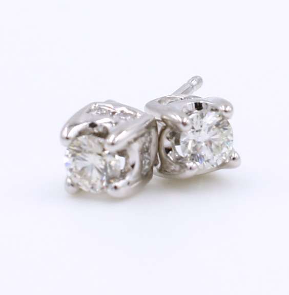 Sparkling White Gold Pave Diamond Stud Earrings