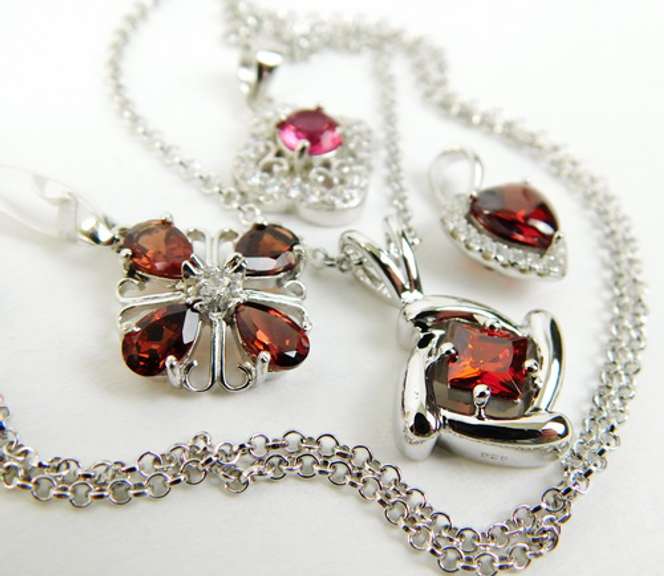 Collection of Sterling Silver Garnet Pendants