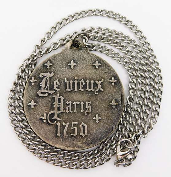 Vintage French Souvenir Large Pendant & Chain