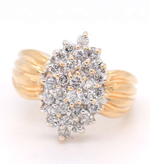 Stunning Yellow Gold Diamond Cluster Ring