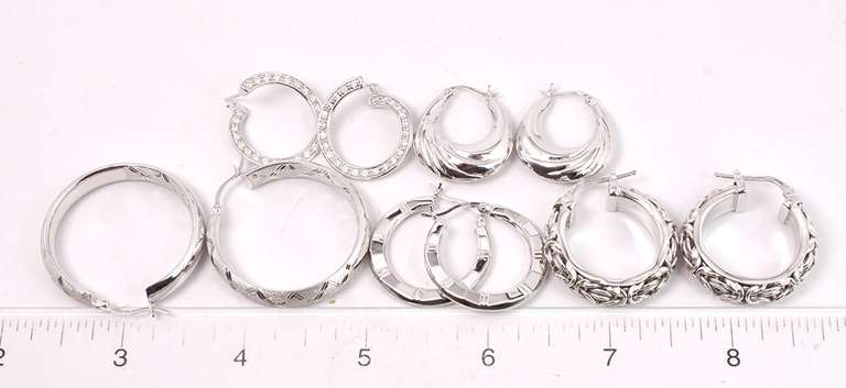 Collection of Hoop Earrings in Sterling Silver