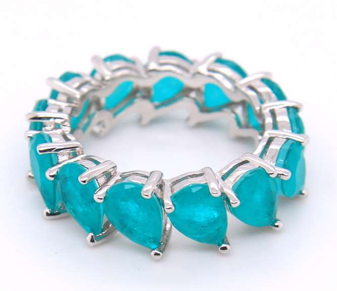 Sterling Silver Green Cubic Zirconia Band