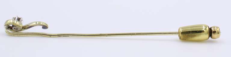 Vintage Diamond stick Yellow Gold Pin
