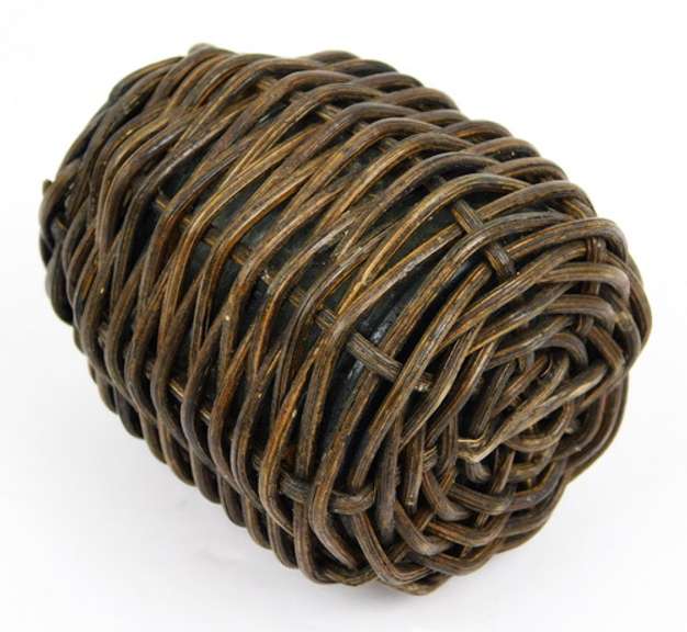 Antique Glass & Wicker Inkwell