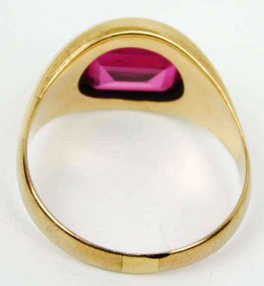 Men's 10K Synthetic Ruby Deco Ring, Size 11