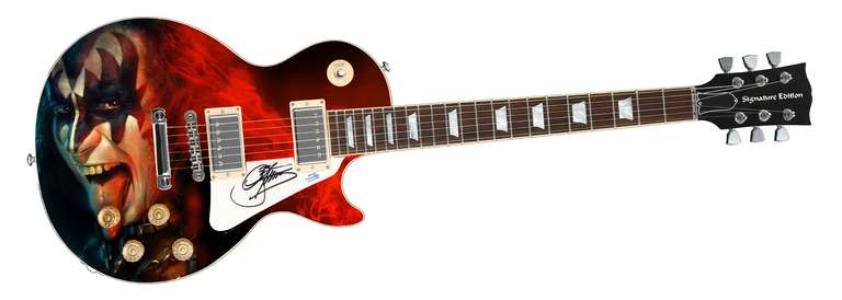 Gene Simmons Music Hard Rock KISS Autographed Signed Photo Graphics Guitar ACOA