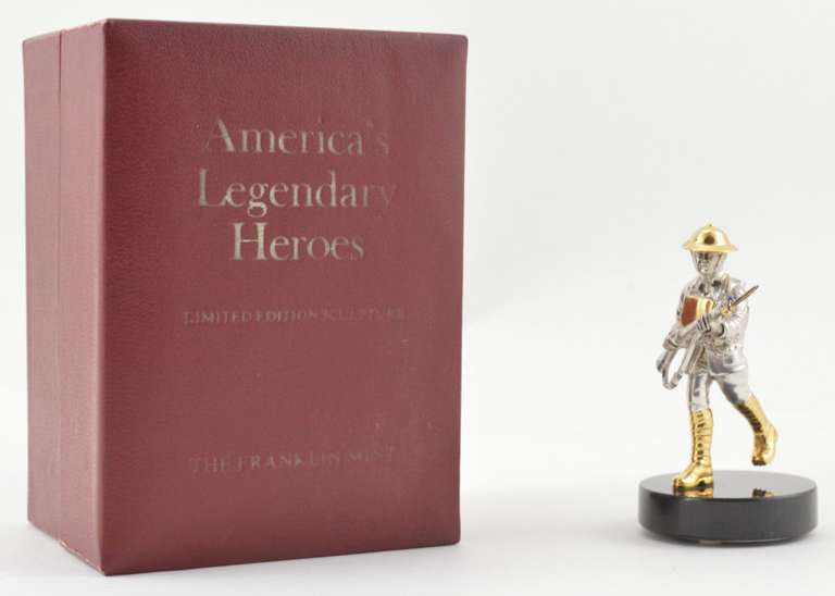 Alvin York Heroes Gold On Sterling Sculpture 1976 Franklin Mint