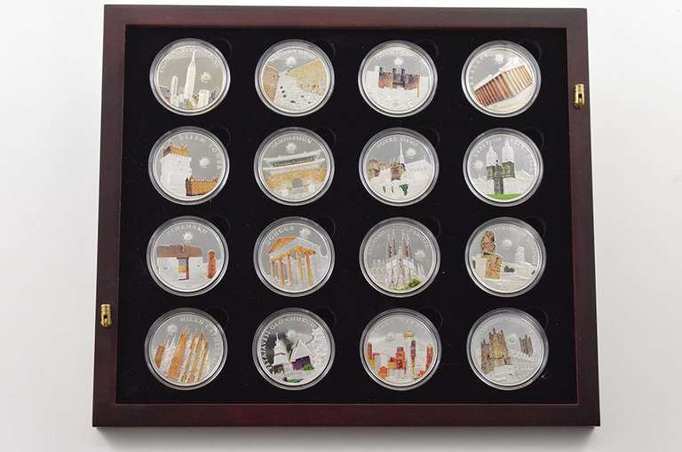2013-2016 Palau $5 - World Of Wonders - 32 Coin Set - Fancy Box