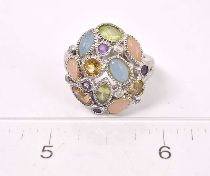 Multi Gemstone Ring in Sterling Silver