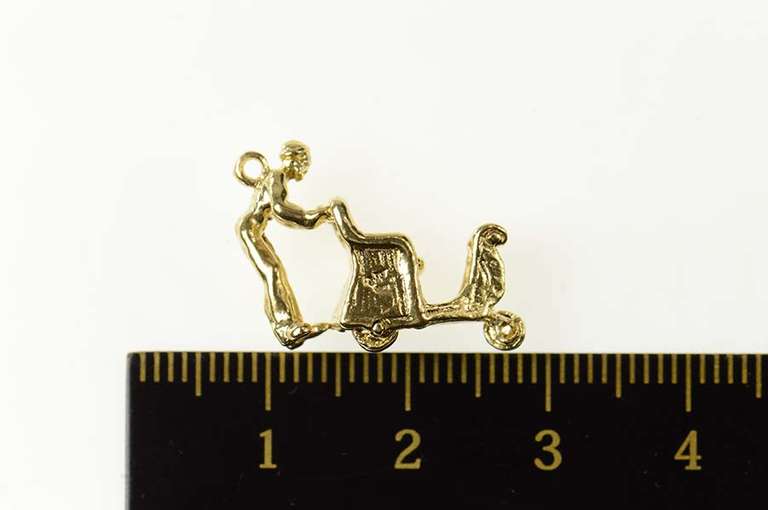 14K Yellow Gold Sleigh Hitchhike Santa Holiday Christmas Charm/Pendant