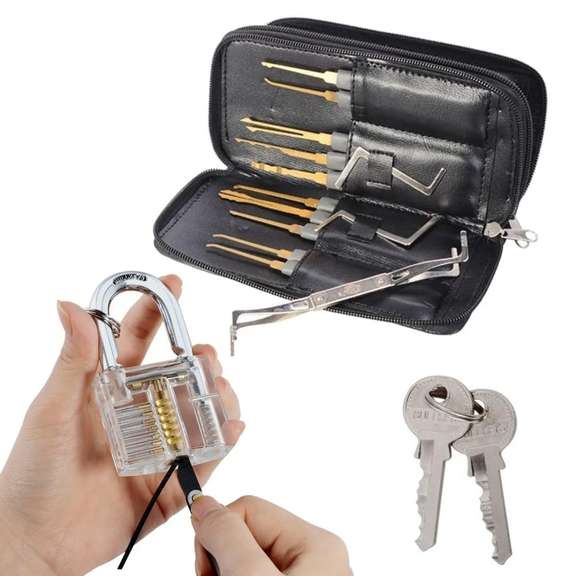 24pcs Single Hook Lock Pick Set w/ 1Pc Transparent Lock