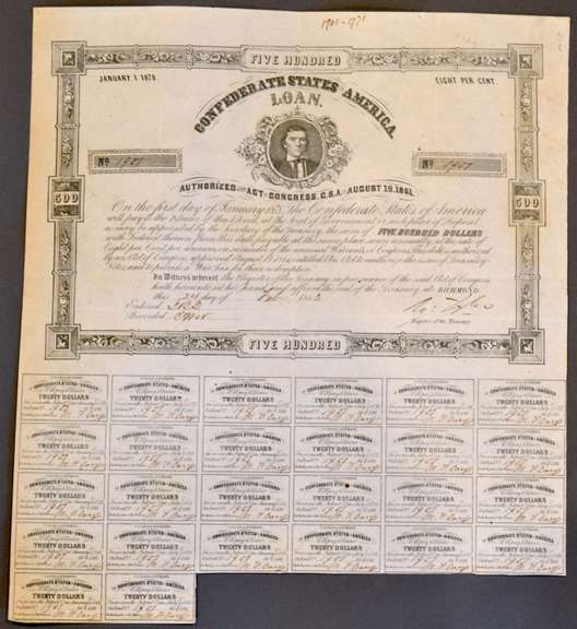 Feb 25 1863 $500 Confederate States Coupon Bond