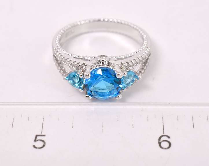 Blue Crystal Ring in Sterling Silver