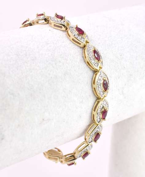 Ruby and Diamond Jewelry Set in Gold Plated Sterling Silver