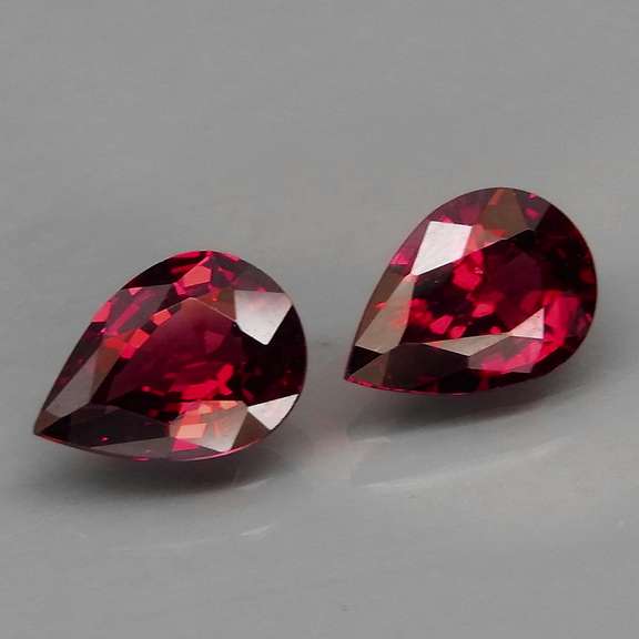 Cherry red 2.17ct matched Rhodolite Garnet pair