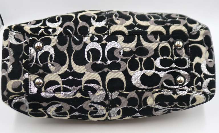 Coach Mia Velvet Optic Black Leather Lurex Carryall