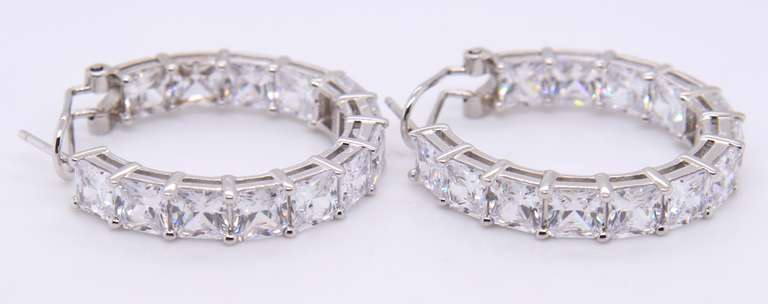 Sterling Silver Cubic Zirconia Hoop Earrings