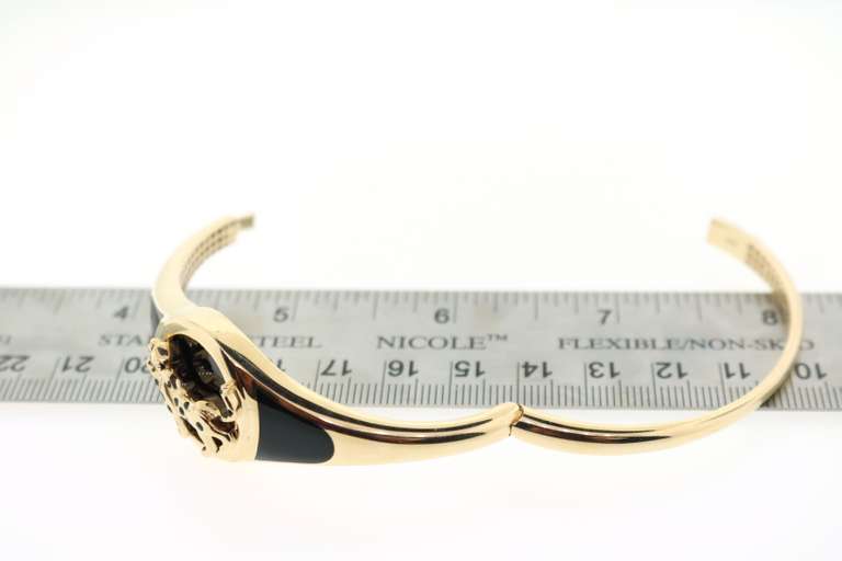 BRAND NEW! Stalking Panther 14k Gold and Onyx Handmade Italian Bangle Bracelet