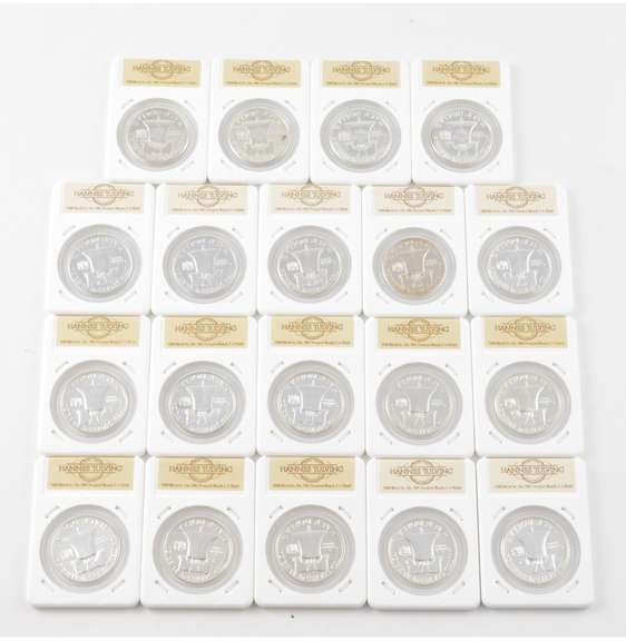 Group Of 19 Proof Franklin Half Dollars In Hannes Tulving Holders