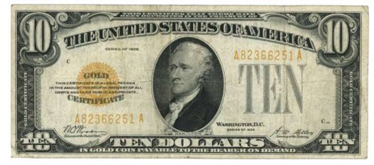Scarce Series of 1928 Small Size $10 Gold Certificate note